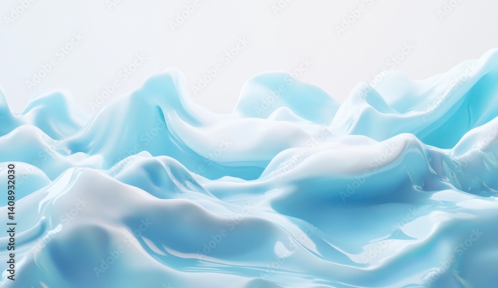 Fototapeta premium Soft Ocean Waves with Smooth Curves and Light Blue Tones