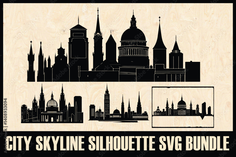 Fototapeta premium City Skyline Silhouettes Set 