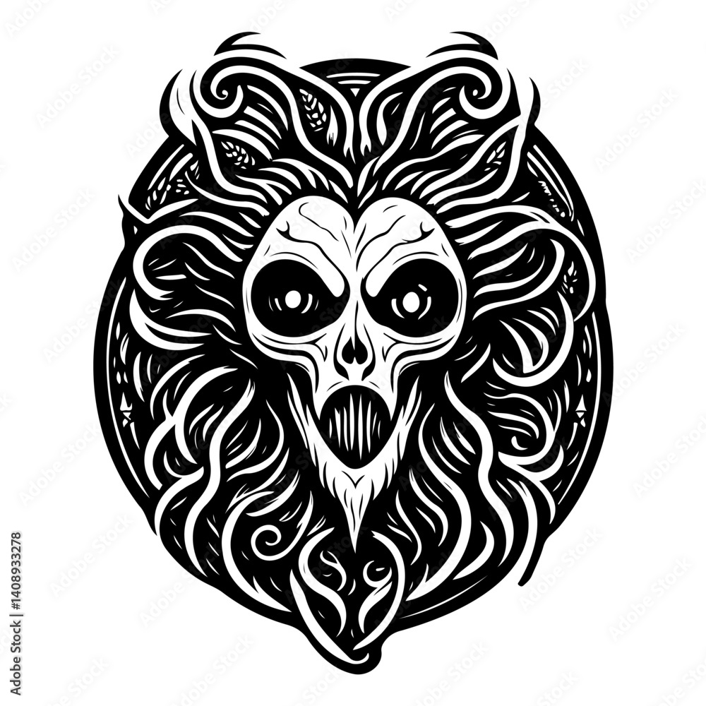 Abstract Black and White Graphic Skull Illustration Abstract Black and White Graphic Skull Illustration