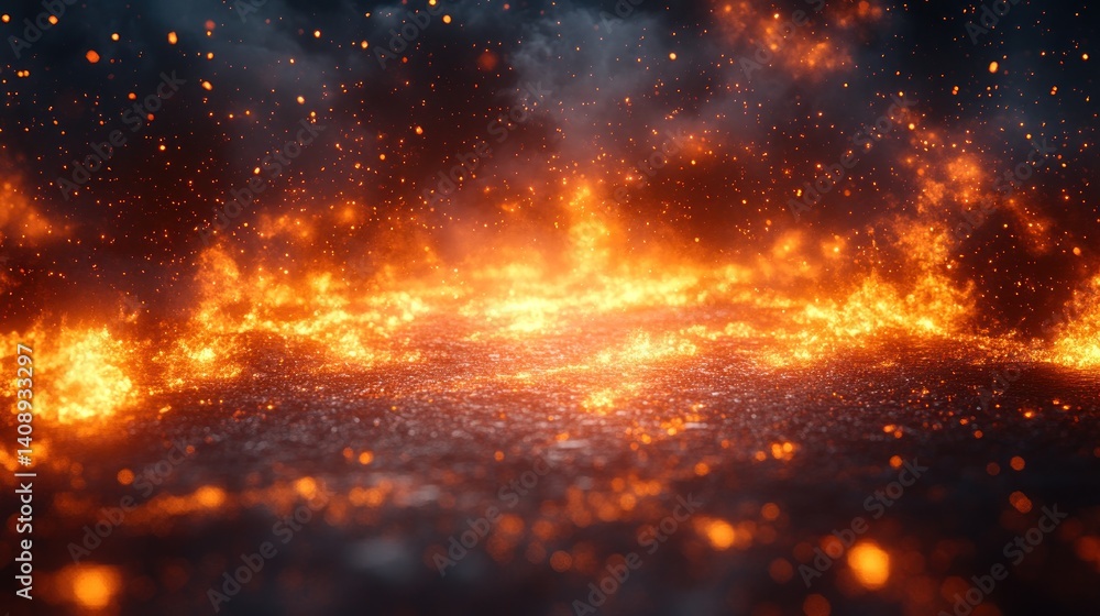 Inferno: A fiery spectacle of burning embers and sparks Inferno: A fiery spectacle of burning embers and sparks