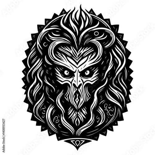 Mystical Creature Graphic: Stylized Feline Design