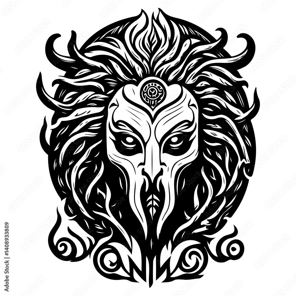 Fototapeta premium Mystical Being with Intricate Facial Markings