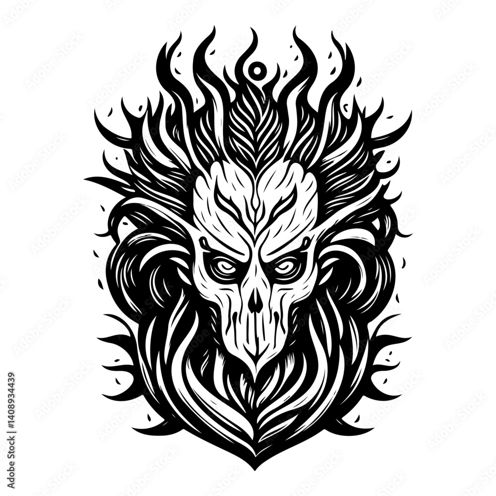 Obraz premium Illustrative Skull Figure with Haunting Dark Theme