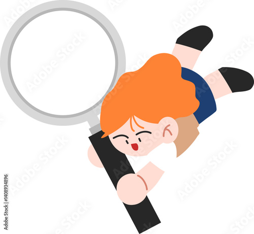 돋보기를 들고있는 여학생