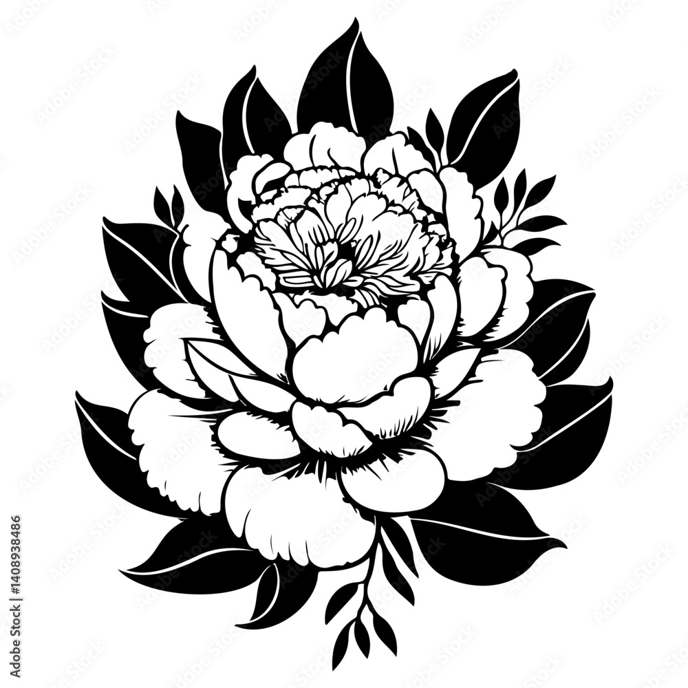 Fototapeta premium Monochrome Vector Floral Illustration in Detail