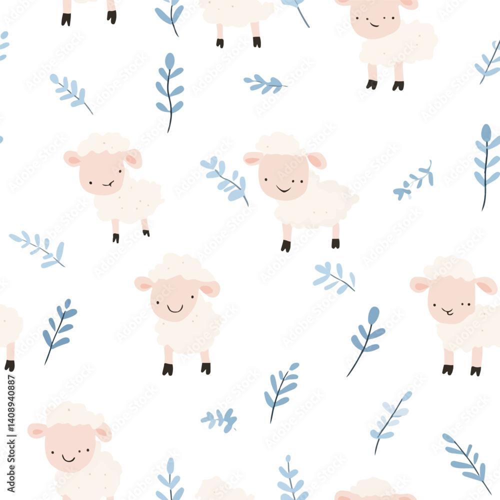 Obraz premium Lamb's - quarters pattern. Exquisite vector plant patterns.