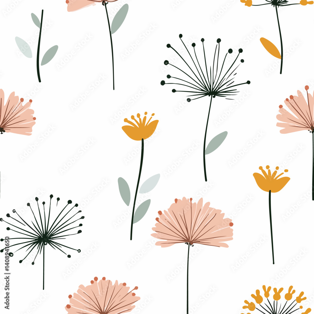 Obraz premium Salsify pattern. Exquisite vector plant patterns.