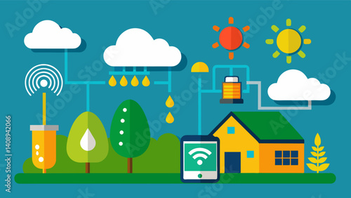 Realtime Weather Monitoring By using IoT weather sensors farmers are able to receive realtime data on temperature humidity and rainfall allowing them to make more informed. Vector illustration