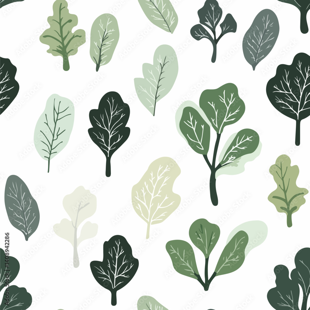 Naklejka premium Chinese kale pattern. Exquisite vector plant patterns.