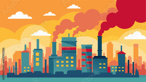 The citys polluted skyline was a call to action demanding that we take responsibility for our actions and their impact on the climate.. Vector illustration