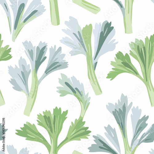 Water celery pattern. Exquisite vector plant patterns.