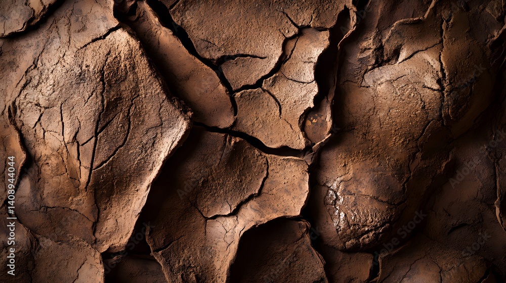 Obraz premium Dry Cracked Earth Texture Background Brown Soil