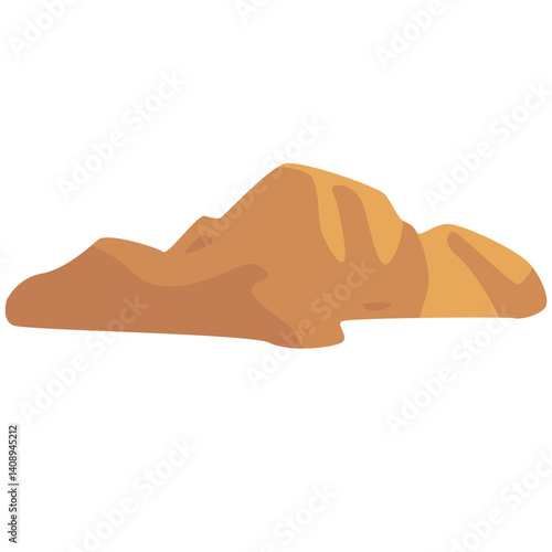 Vector illustration of desert sand dunes in earthy tones. Perfect for landscape design, travel posters, nature scenes, or any desert-themed creative project in flat cartoon style.