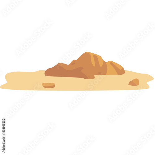 Vector illustration of desert sand dunes in earthy tones. Perfect for landscape design, travel posters, nature scenes, or any desert-themed creative project in flat cartoon style.