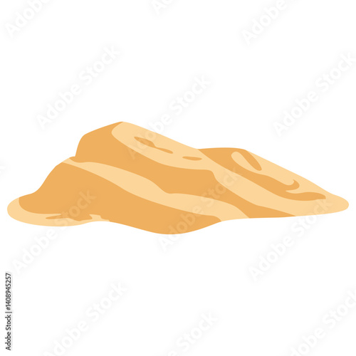 Vector illustration of desert sand dunes in earthy tones. Perfect for landscape design, travel posters, nature scenes, or any desert-themed creative project in flat cartoon style.