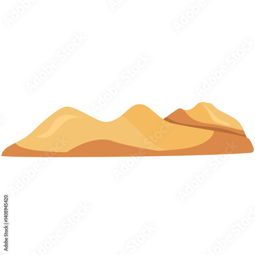 Vector illustration of desert sand dunes in earthy tones. Perfect for landscape design, travel posters, nature scenes, or any desert-themed creative project in flat cartoon style.