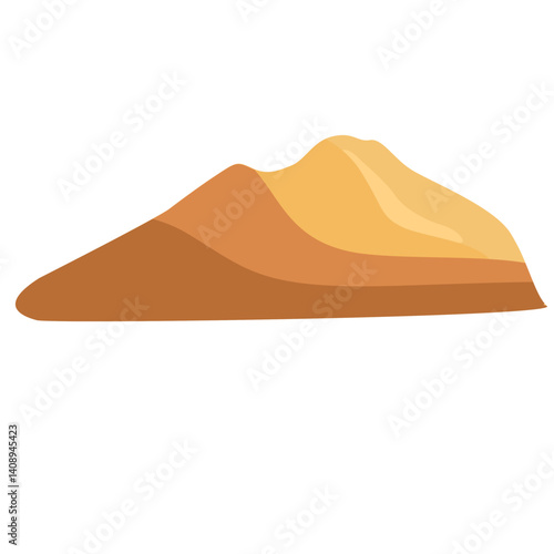 Vector illustration of desert sand dunes in earthy tones. Perfect for landscape design, travel posters, nature scenes, or any desert-themed creative project in flat cartoon style.