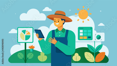 Farmers can access live weather updates on their mobile devices enabling them to make timely adjustments to their farming activities.. Vector illustration