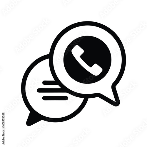 Conversation Bubbles Phone Call and Message Icons on Transparent Background