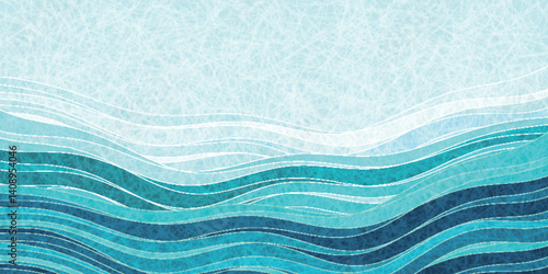 波　和紙　模様　背景　