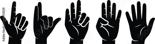 collection of expressive hand poses in silhouette style useful for communication body language education design and cultural illustration