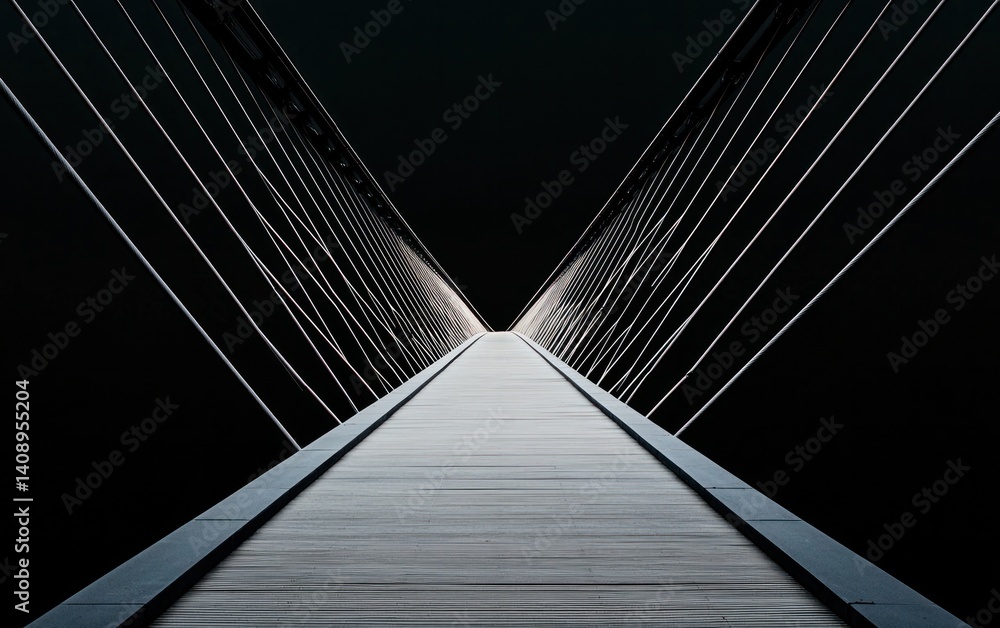 Fototapeta premium Illuminated Wooden Bridge at Night