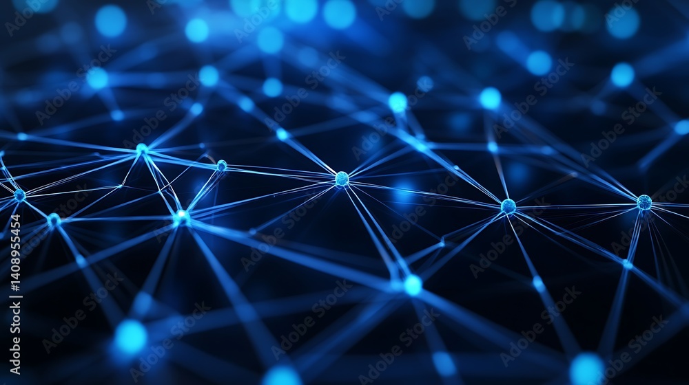 Abstract Network Connection with Glowing Nodes in Blue Tones Abstract Network Connection with Glowing Nodes in Blue Tones