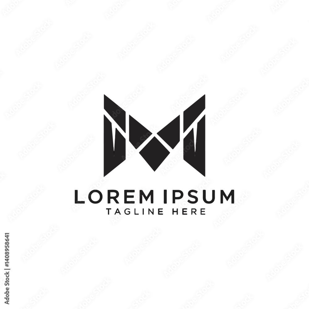 Naklejka premium Modern Geometric M Logo Design