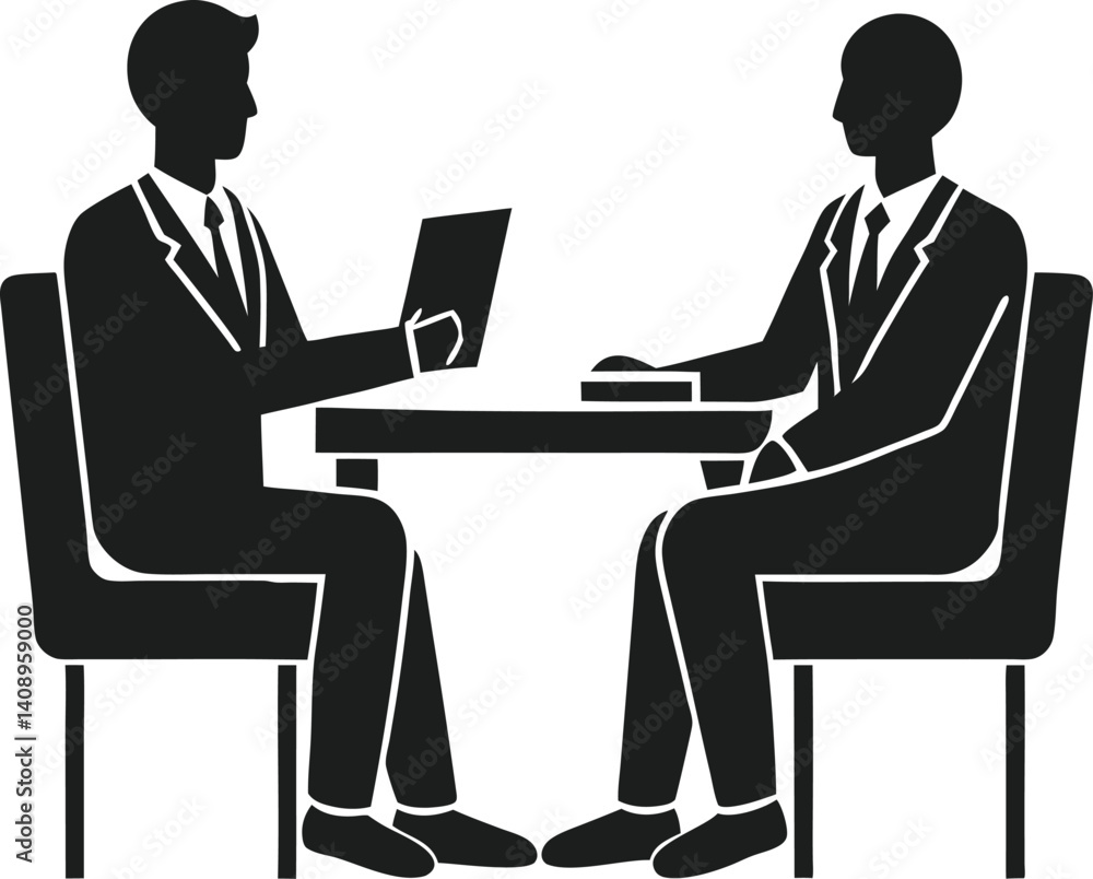 Job Interview Silhouette Scene with Two Professionals Job Interview Silhouette Scene with Two Professionals