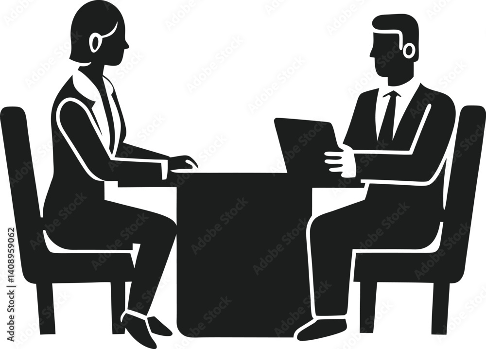 Minimalist Silhouette of HR Interview Moment Minimalist Silhouette of HR Interview Moment