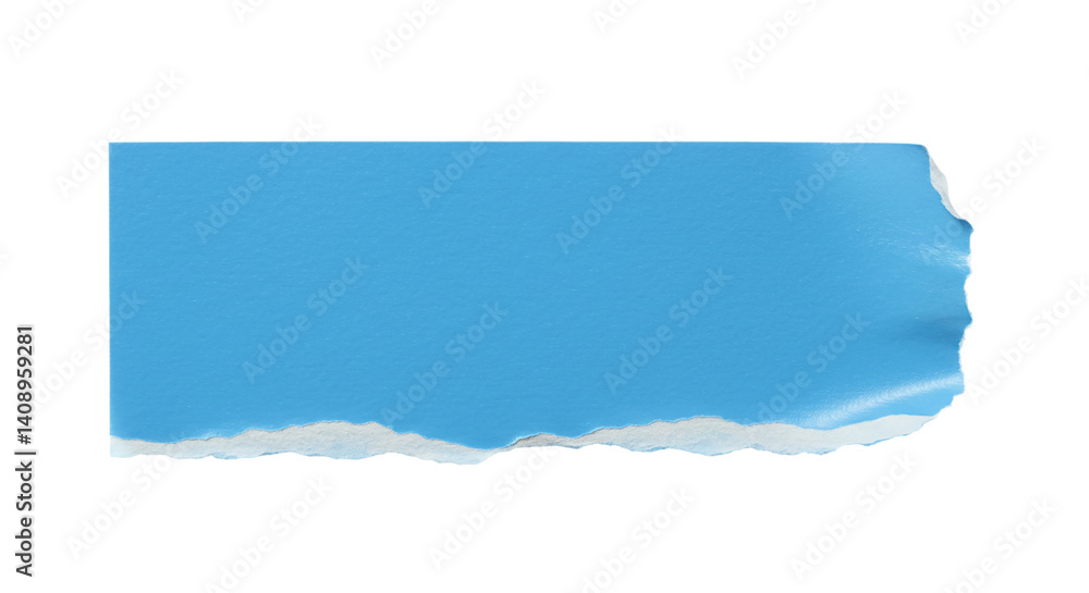 A ripped piece of light blue paper with a white edge on a black background in a horizontal format color full paper texture transparent background A ripped piece of light blue paper with a white edge on a black background in a horizontal format color full paper texture transparent background