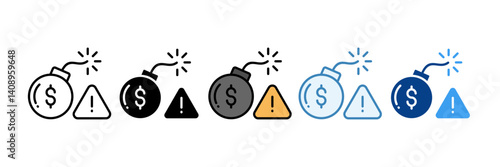 Debt Crisis  Icon Set Multiple Style Collection