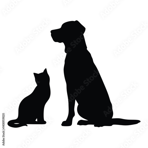 Obraz na płótnie Cat and dog vector silhouette w salonie