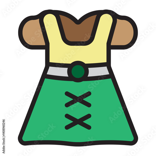 Dirndl (Traditional German dress) Vector Filled Icon Design