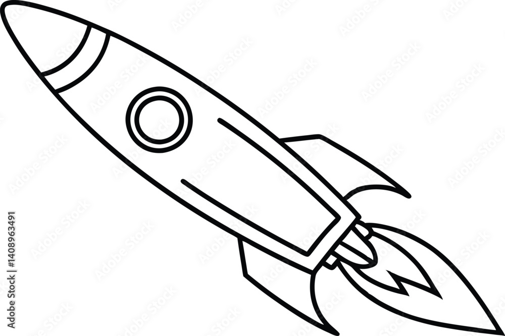 rocket flies outline colouring book page, rocket line art vector rocket flies outline colouring book page, rocket line art vector
