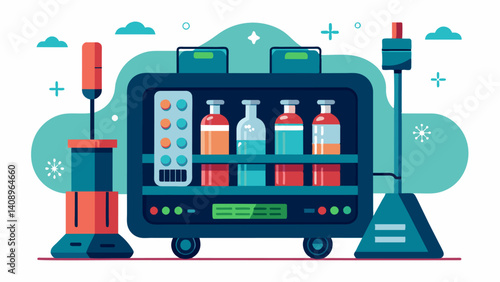 The eVTOLs were equipped with storage compartments for scientific equipment and samples allowing researchers to easily transport their findings back to the station for further. Vector illustration
