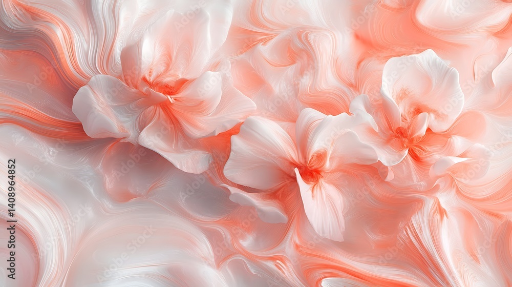 Abstract floral forms in soft peach and cream tones. Abstract floral forms in soft peach and cream tones.