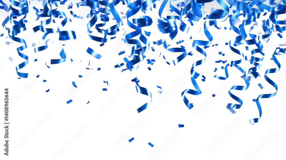 Fototapeta premium PNG Blue confetti and ribbons illustration celebration background.