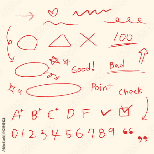 빨간색 핸드드로잉 일러스트