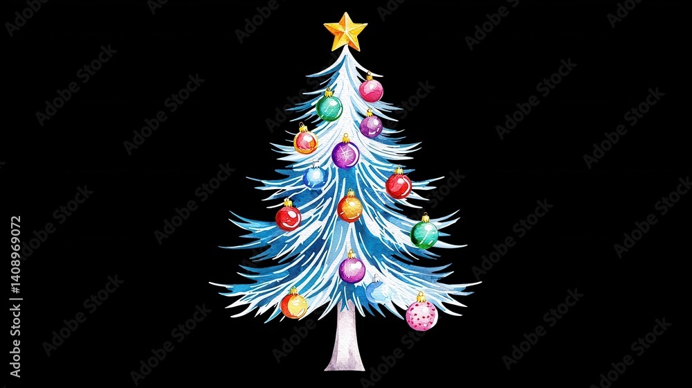 Obraz premium Hand-painted Christmas Tree Illustration