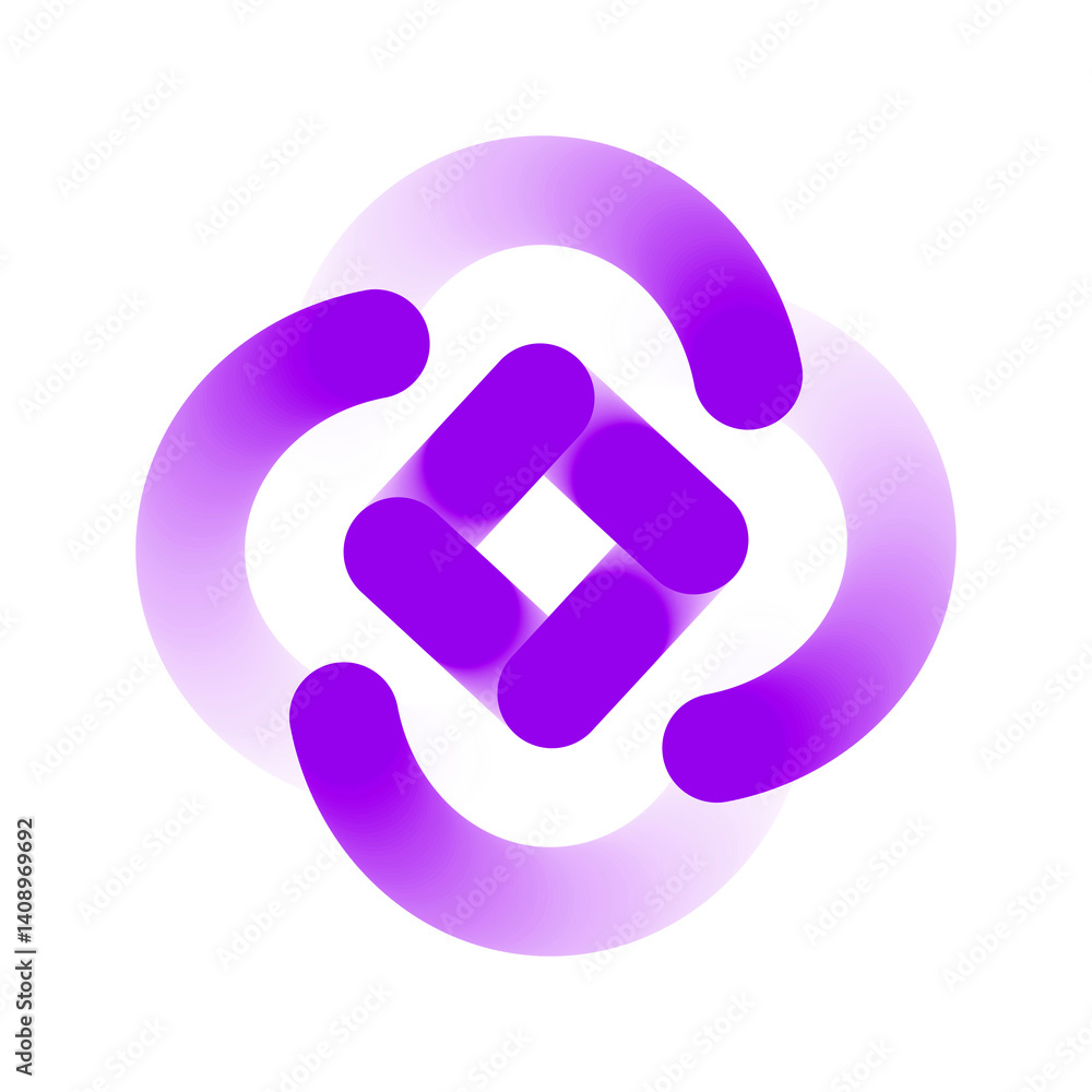 Fototapeta premium symmetrical abstract purple logo asset on transparent background