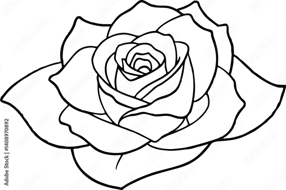 rose outline coloring book page, rose line art vector rose outline coloring book page, rose line art vector