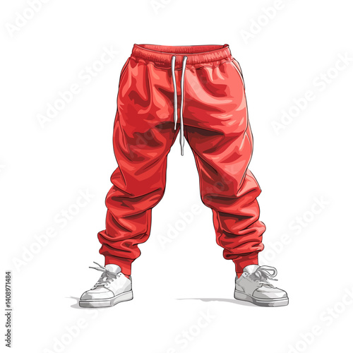 Red Sweatpants Illustration Comfortable and Stylish Lounge Pants Design