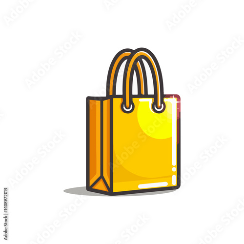 Bright Yellow Shopping Bag Illustration  Perfect for Retail, E-commerce, and Branding Designs