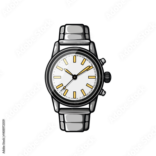 Classic Wristwatch Illustration Detailed Drawing of a Vintage-Style Timepiece