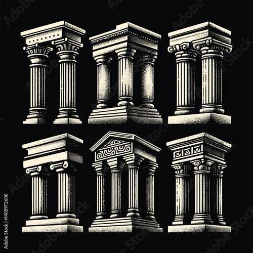 Hand drawn retro photocopy stipple effect, for grunge punk y2k collage design. Vector illustration in vintage halftone brutalist design for banner or poster