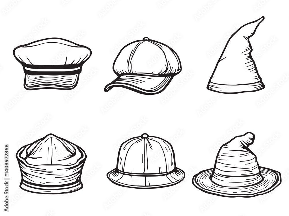 Cap line art vector illustration Cap line art vector illustration