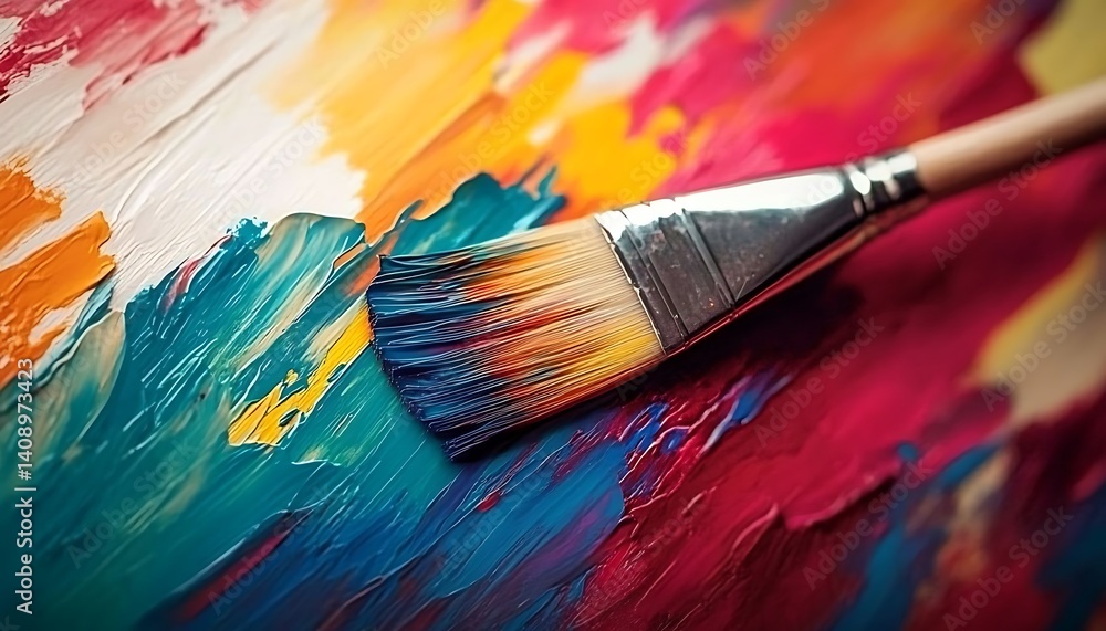 Obraz premium paintbrush over Colorful abstract painting with brush strokes,