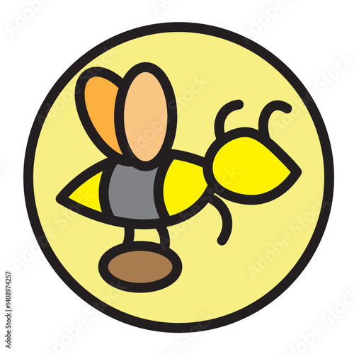 Pollen Basket on Bee Vector Filled Icon Design