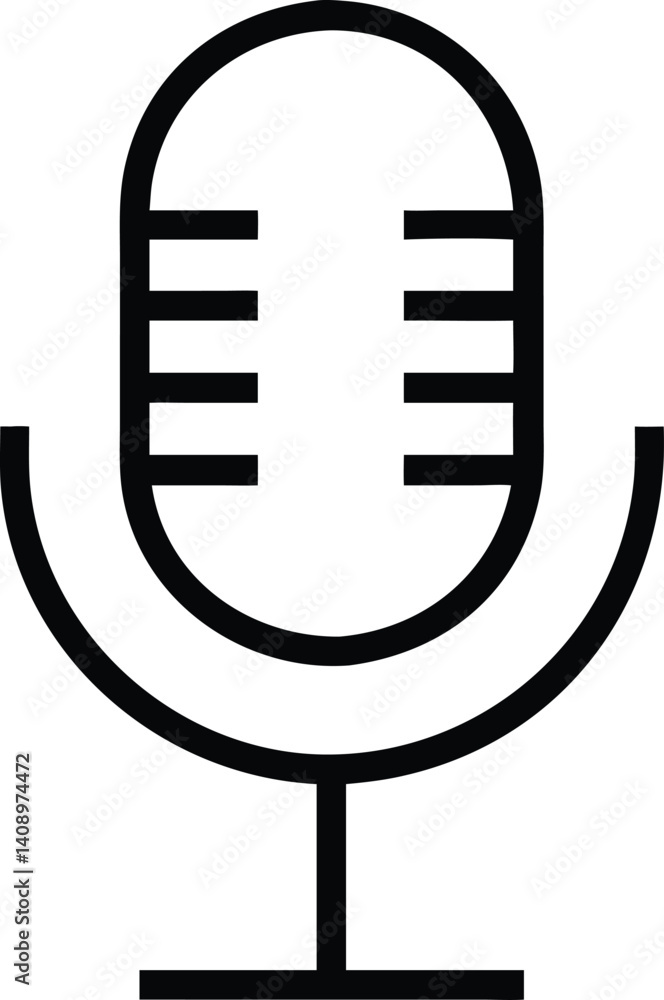 Microphone Minimalist Outline Design Isolated on White Background Microphone Minimalist Outline Design Isolated on White Background